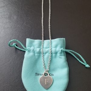 Tiffany & Co. Initial Letter 'F' Heart Necklace
